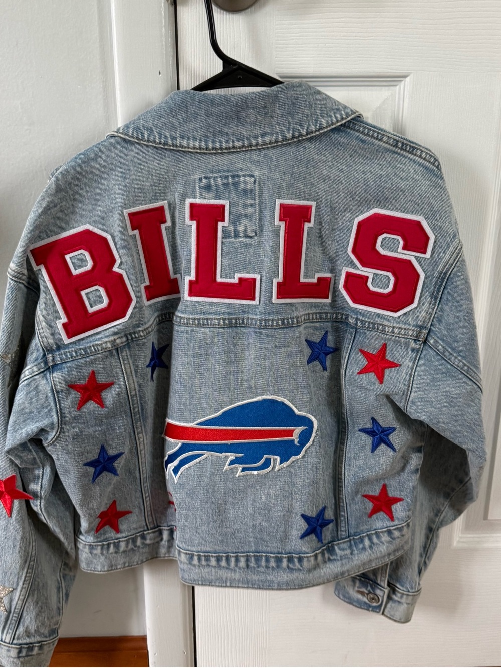Abercrombie & Fitch Oversized Denim Buffalo Bills Patch Jacket 🦬